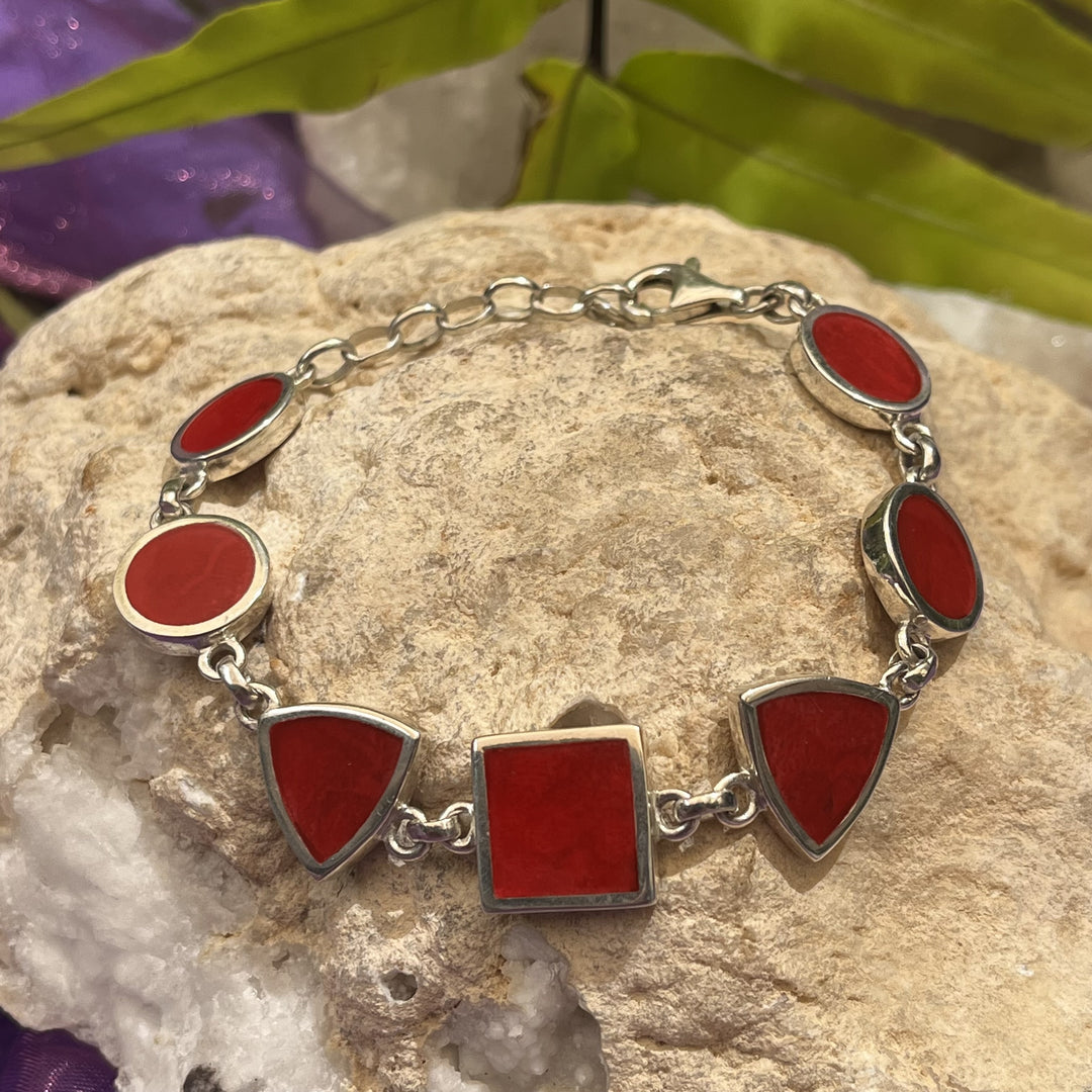 Bracelet Red Coral Shapes