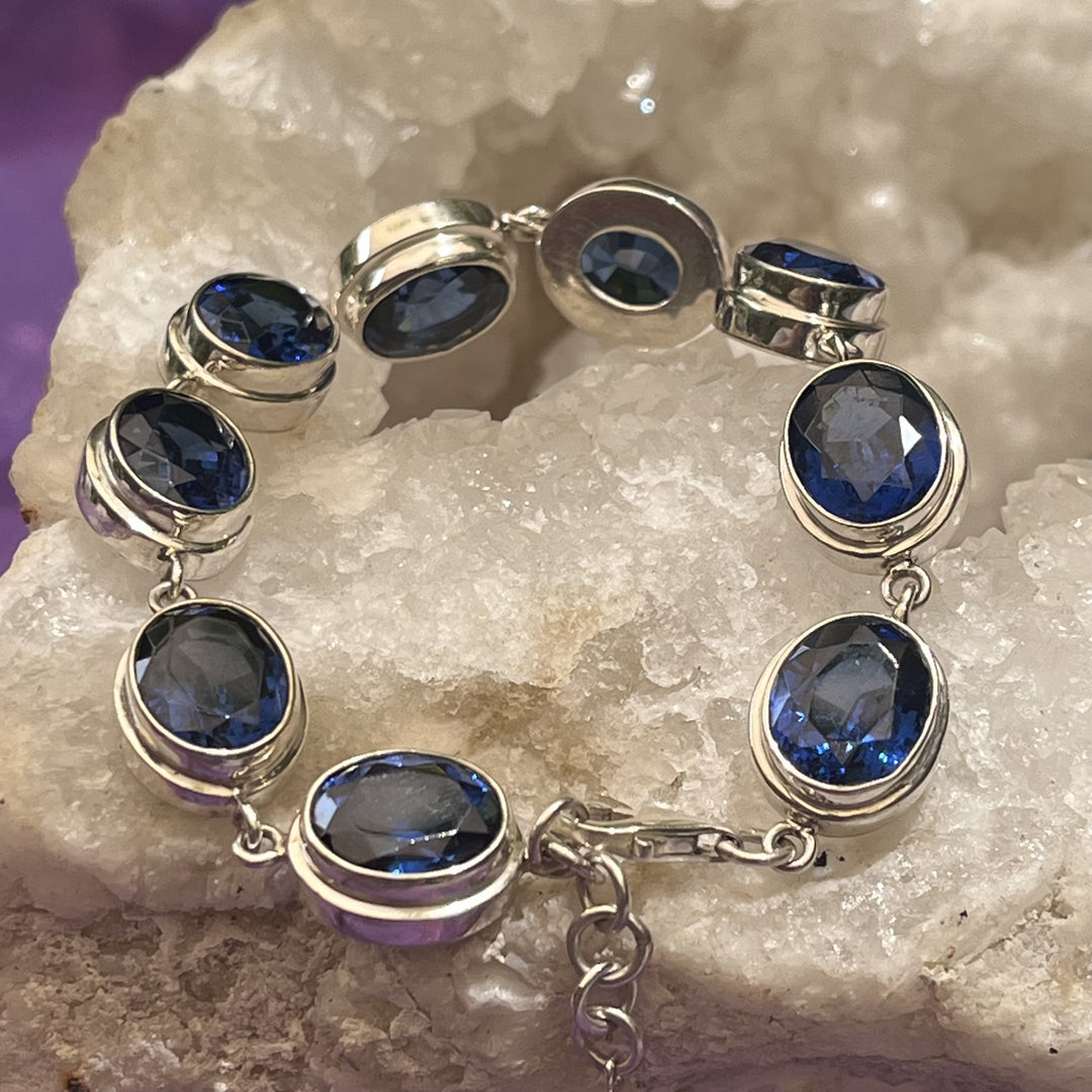 Bracelet Royal Blue Sapphire Oval Facet 1.0 cm