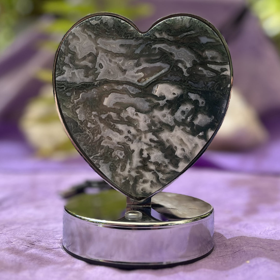Lamp Moss Agate Heart USB
