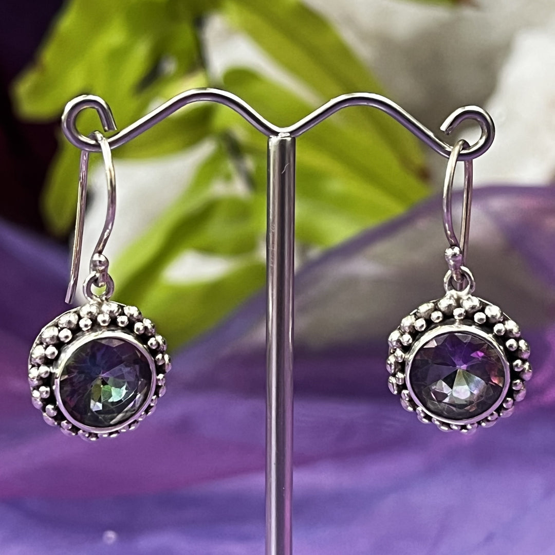 Earrings Mystic Topaz Round Facet 3.0 cm