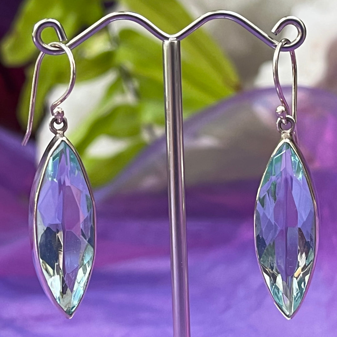 Earrings Blue Obsidian Facet