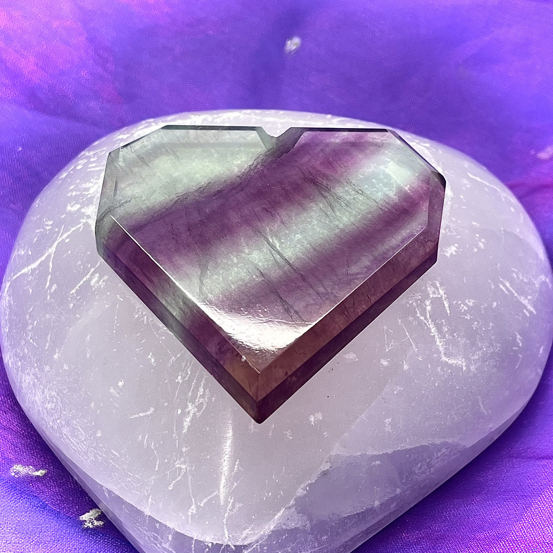 Heart Rainbow Fluorite Flat Assorted
