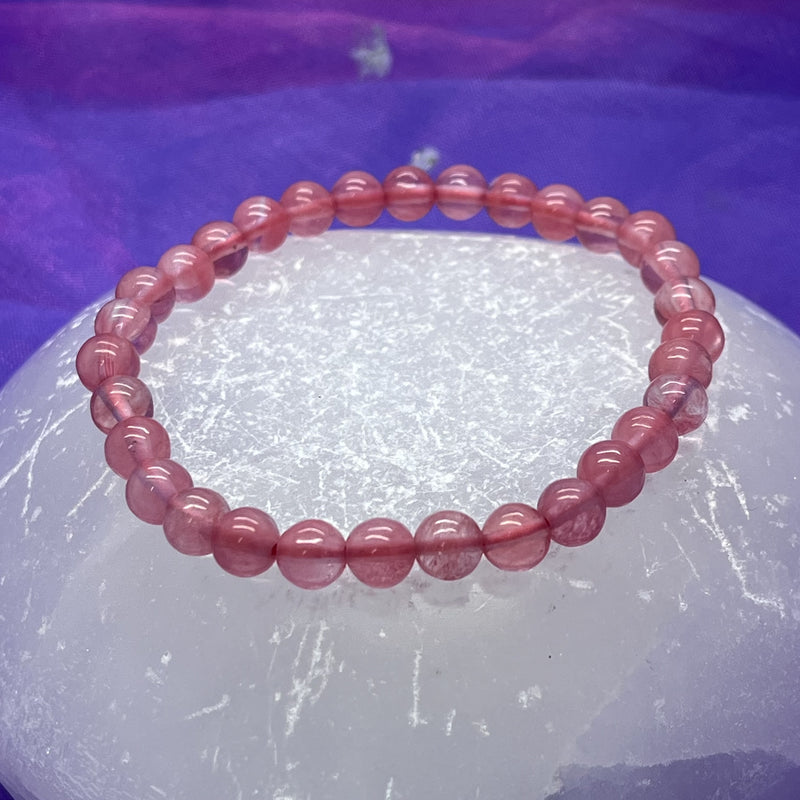 Bracelet Cherry Quartz Beads 6mm