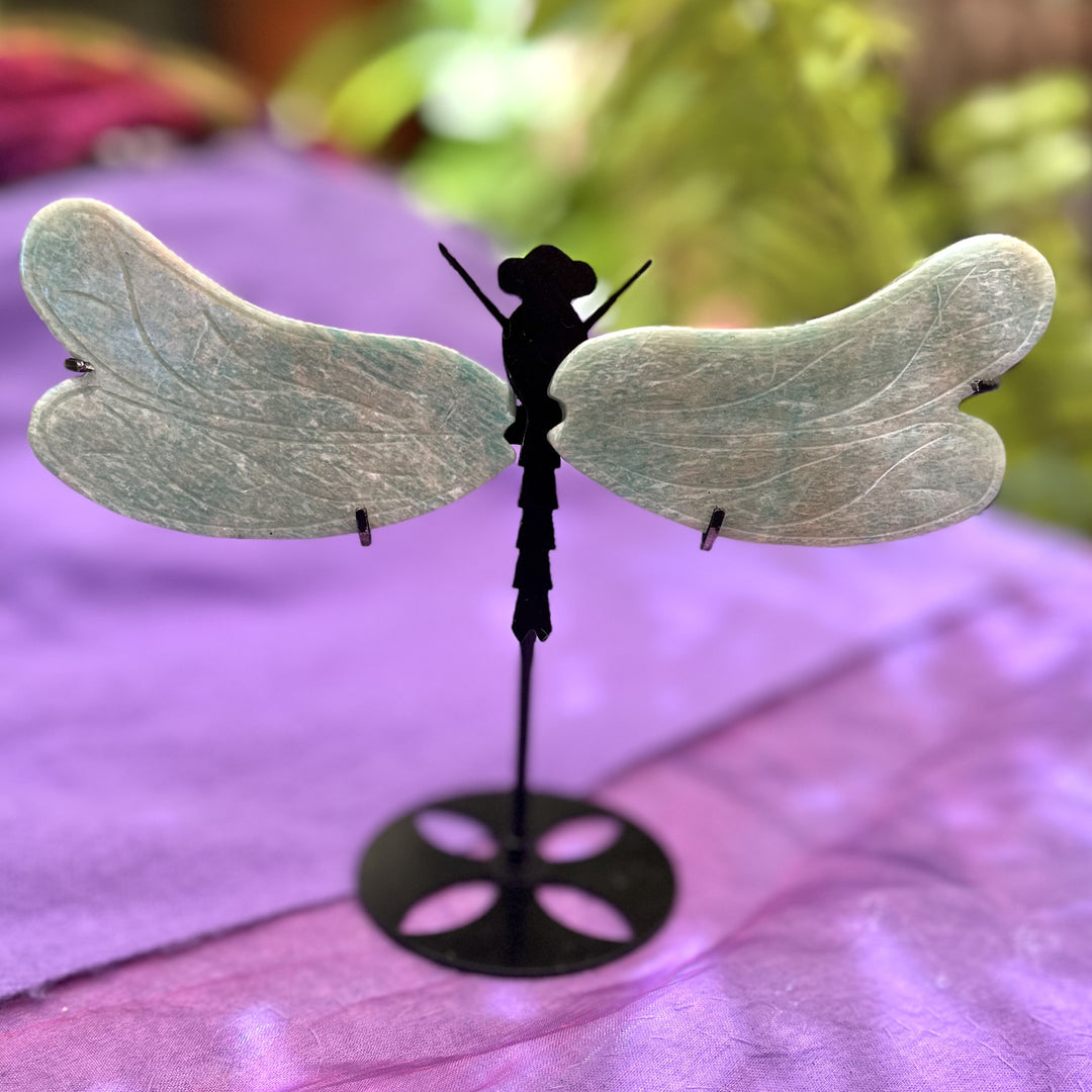 Dragonfly Wing Amazonite on Stand