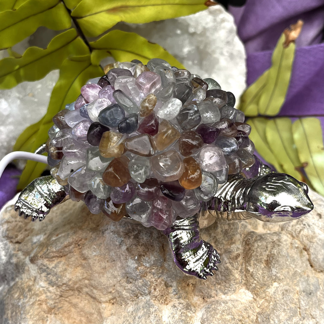Turtle Light Fluorite USB with Crystal Chips