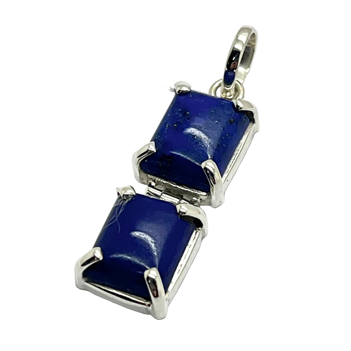 Pendant Lapis Two Stone Rectangle