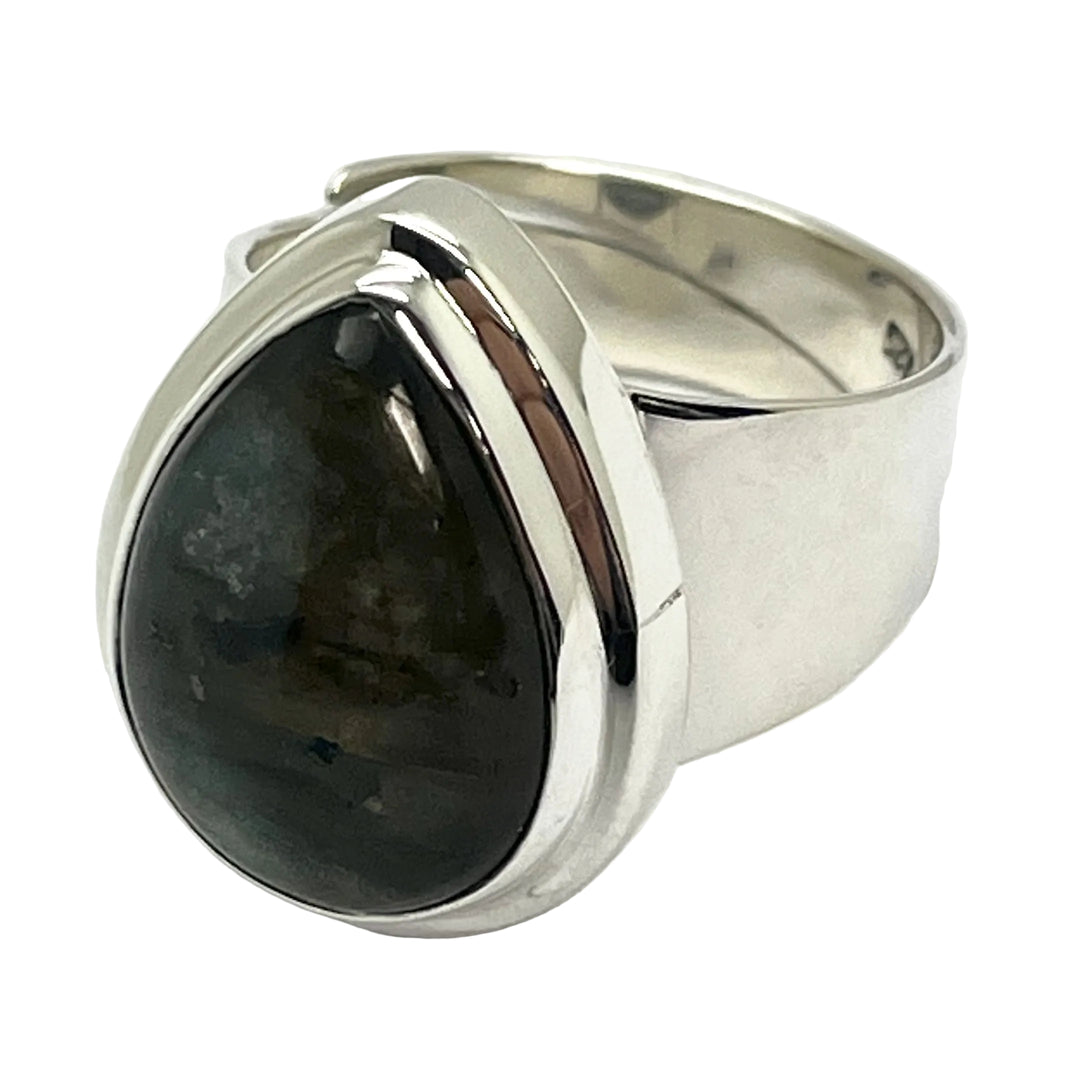Ring Labradorite Oval Adjustable 1.7 cm