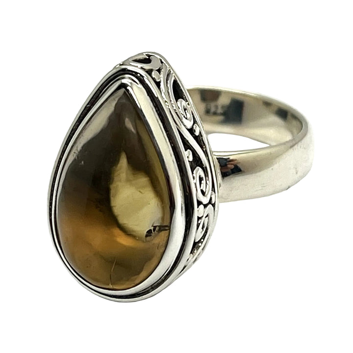 Ring Honey Amber Teardrop 1.7 cm