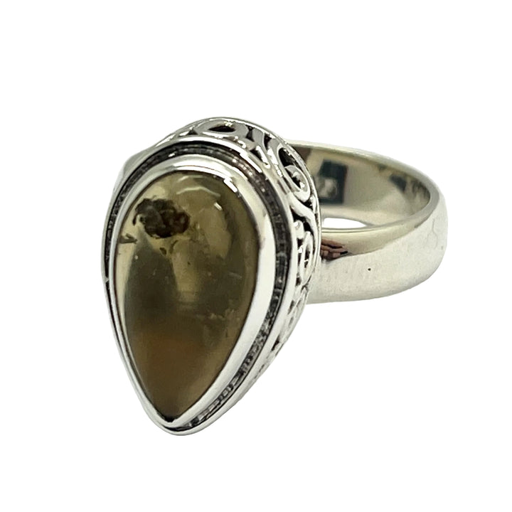 Ring Honey Amber Teardrop 1.5 cm