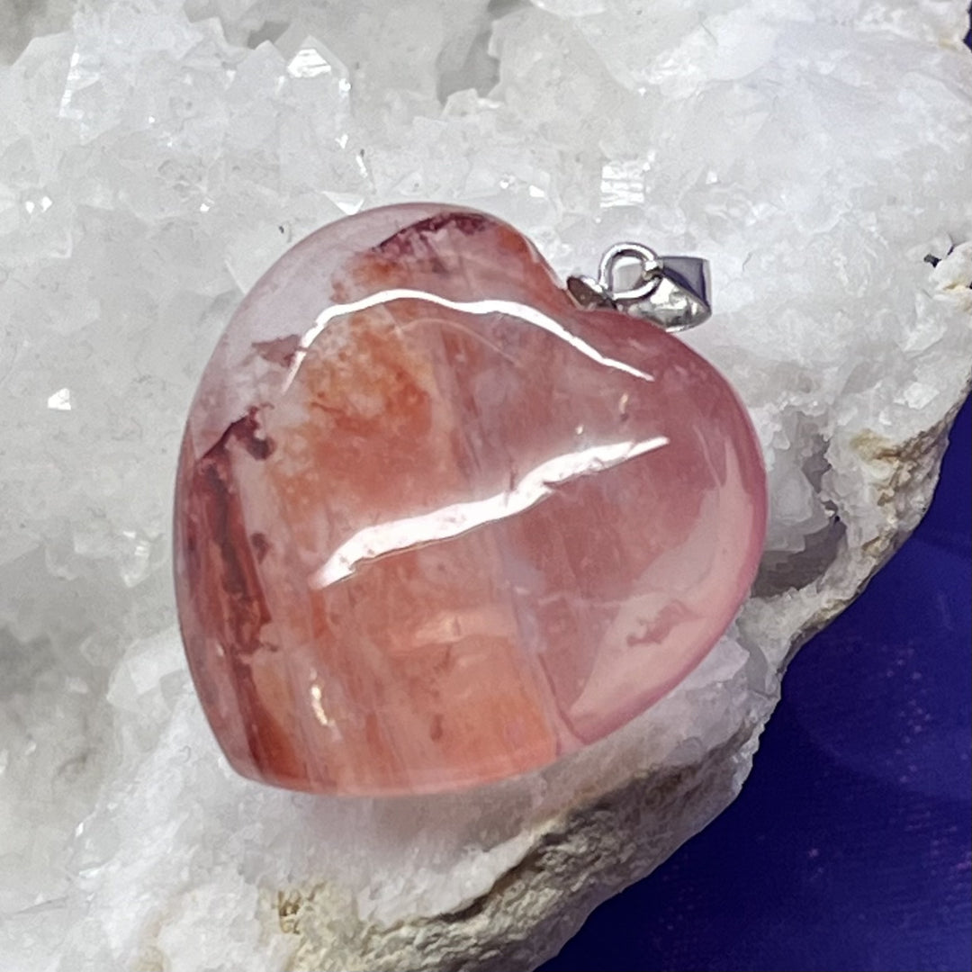 Pendant Fire Quartz Heart 2.8 cm