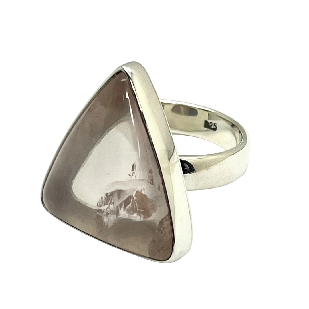 Ring Natural Clear Rose Quartz Triangle 2.5 cm
