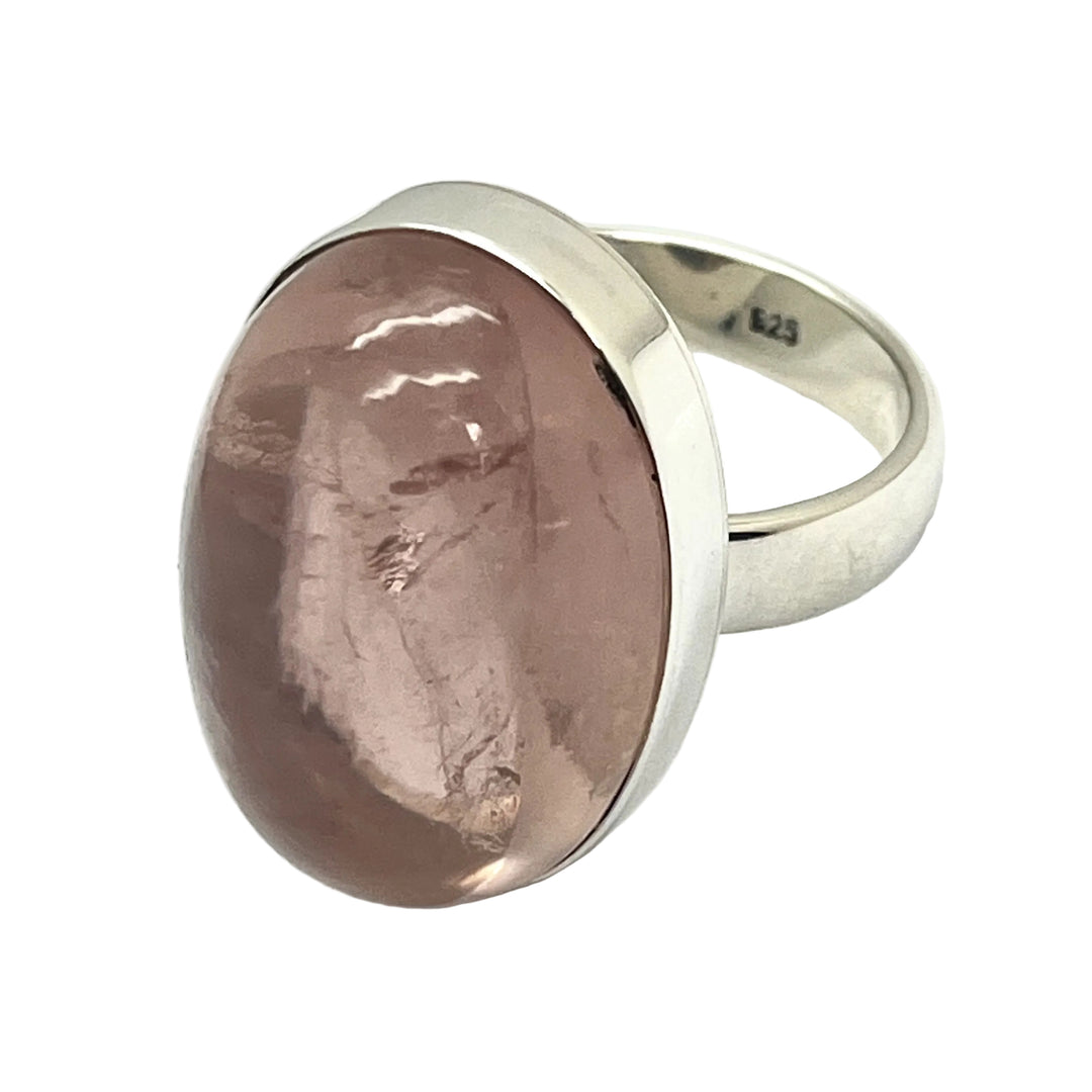 Ring Natural Clear Rose Quartz Oval 2.5 cm