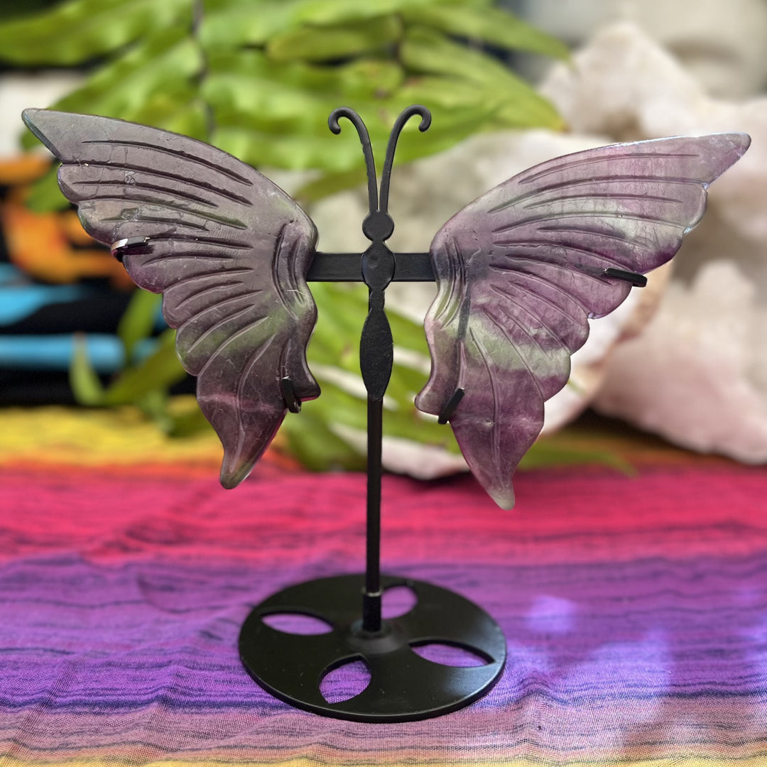 Butterfly Rainbow Fluorite on Stand Large