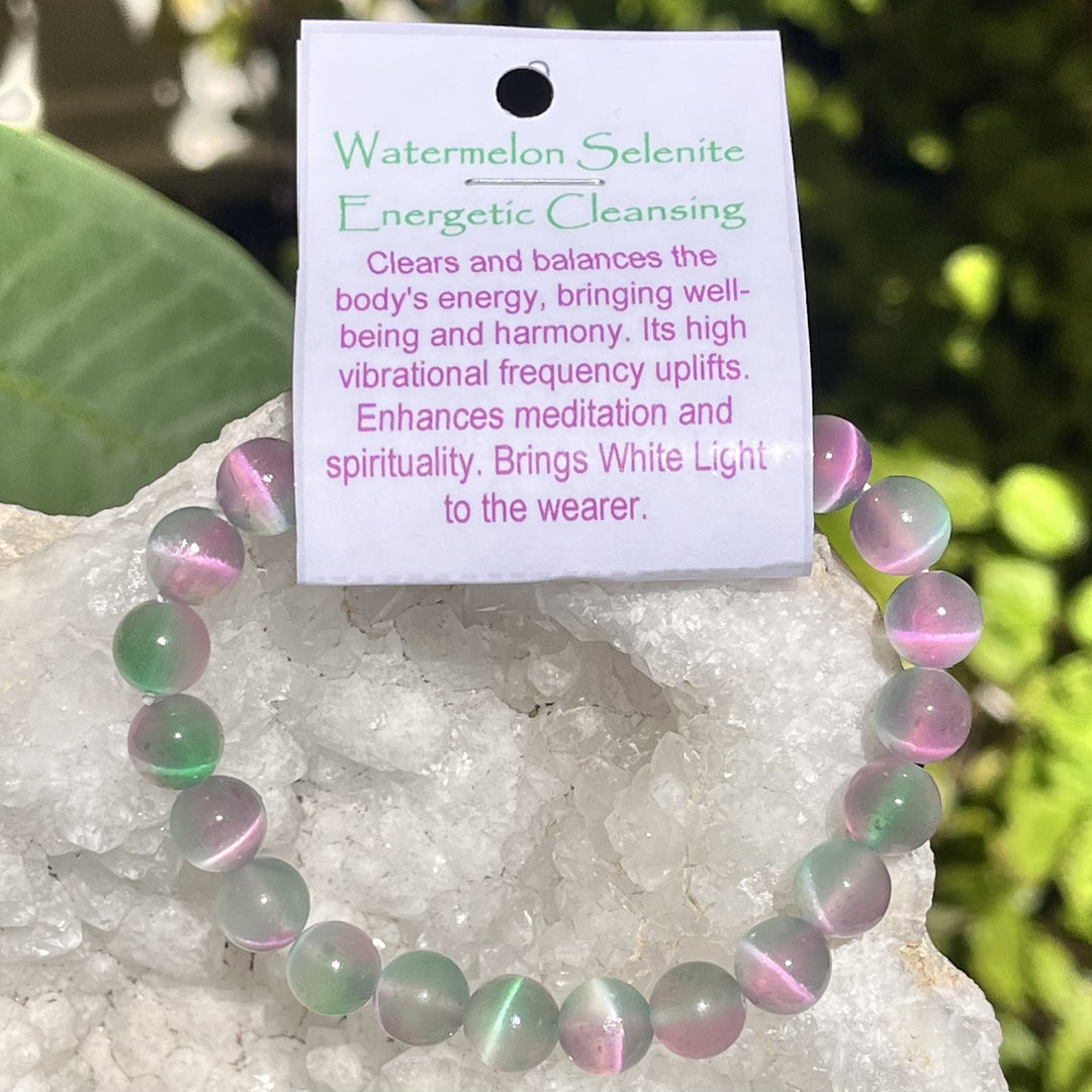 Bracelet Watermelon Selenite 8 mm Beads