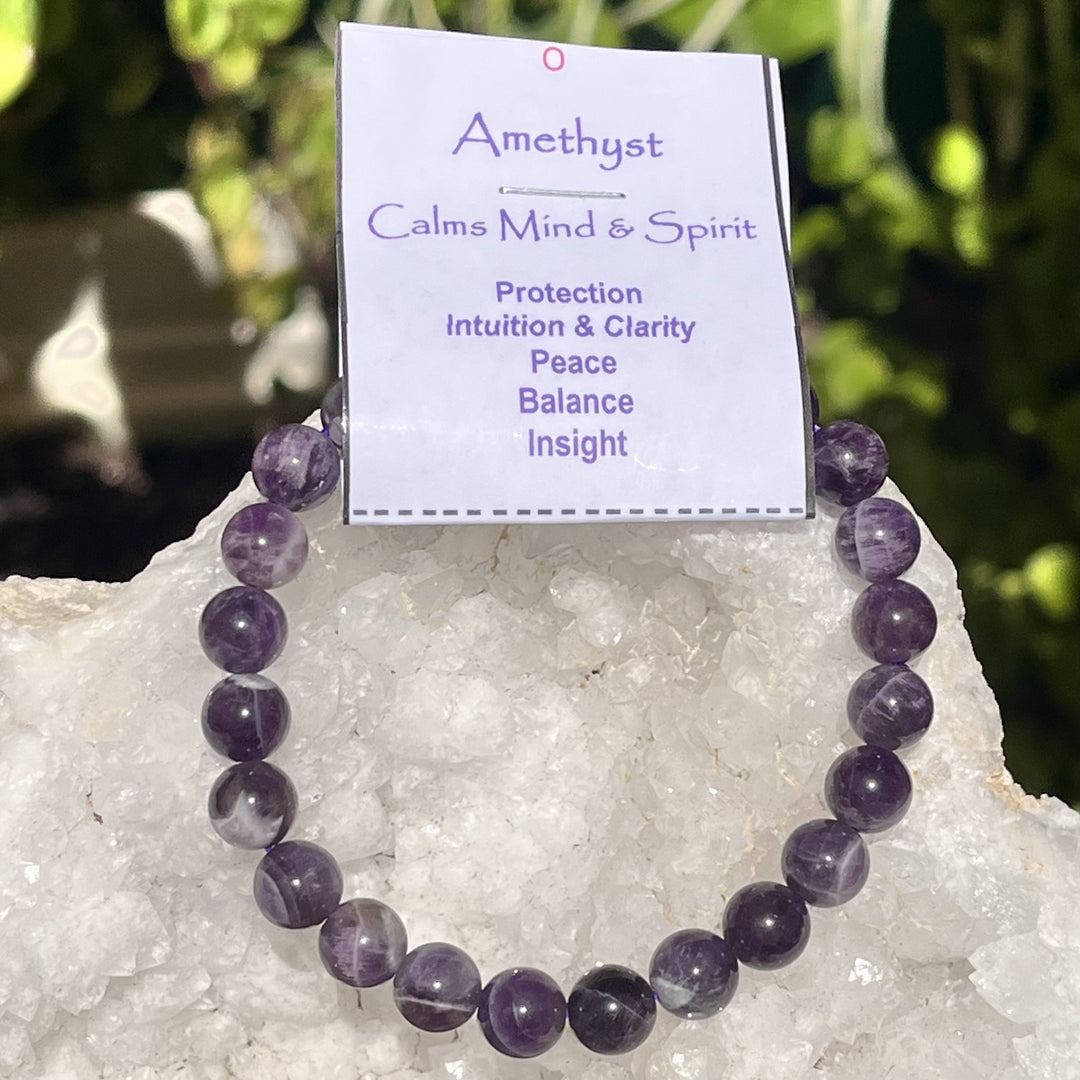 Bracelet Amethyst Dark 8 mm Beads