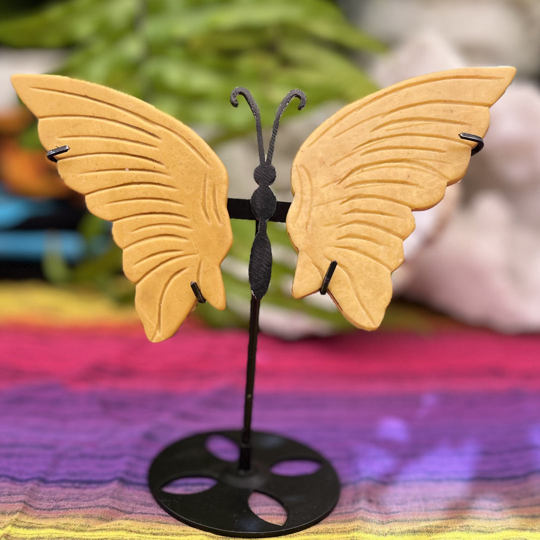 Butterfly Jasper Yellow on Stand Large