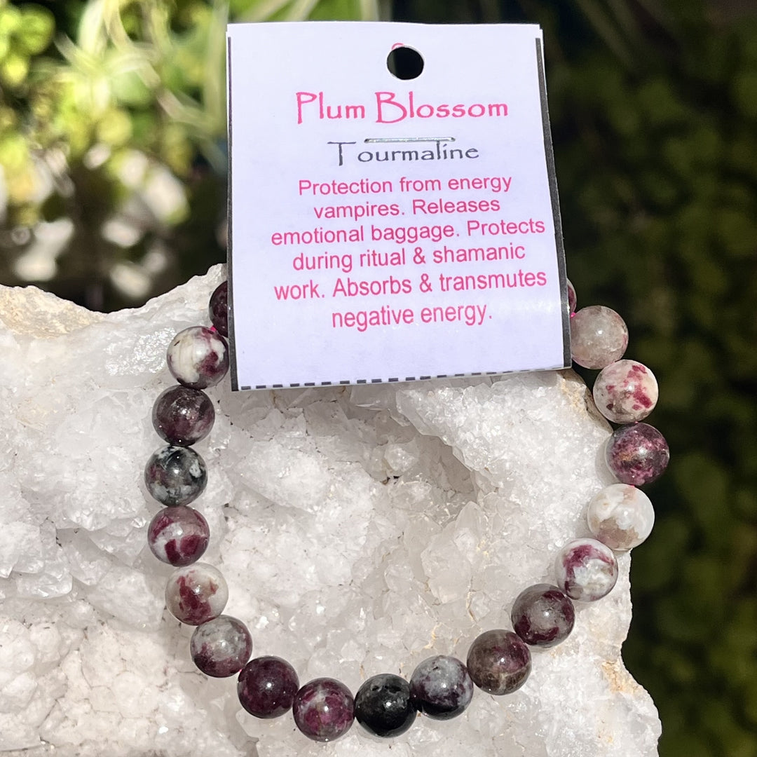 Bracelet Plum Blossom Tourmaline 8 mm Beads