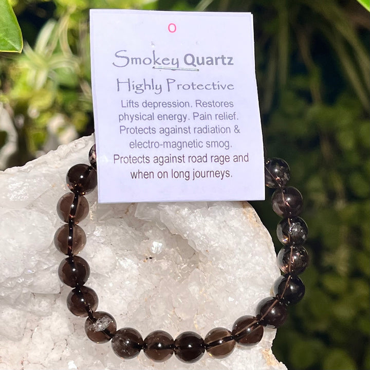 Bracelet Smoky Quartz 8 mm Beads