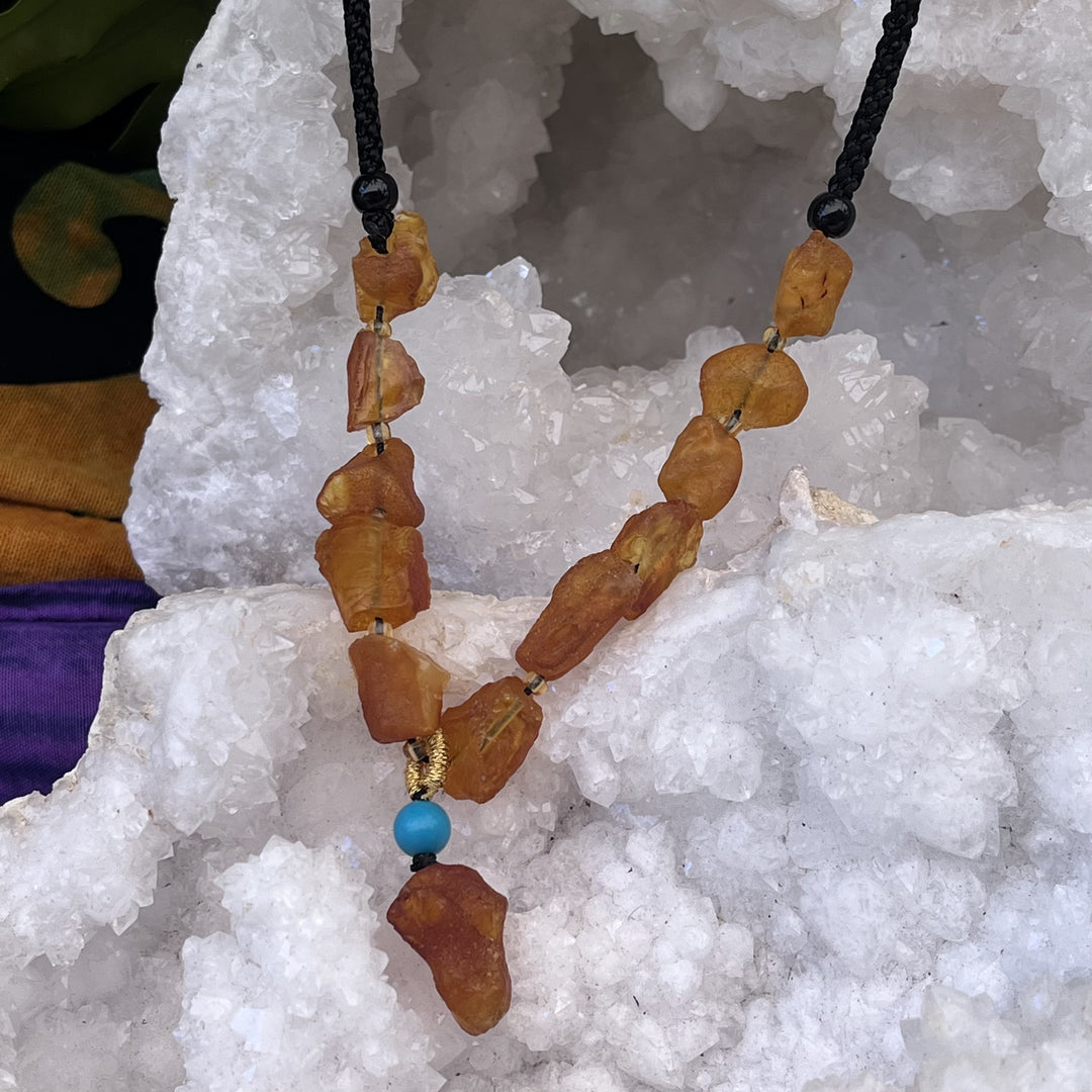 Necklace Amber Raw on Cord