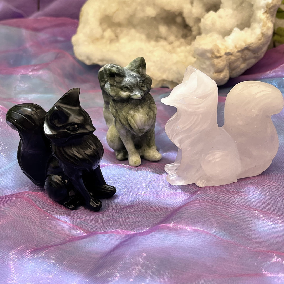 Fox with Bushy Tail Crystal Carving | Carpe Diem With Remi