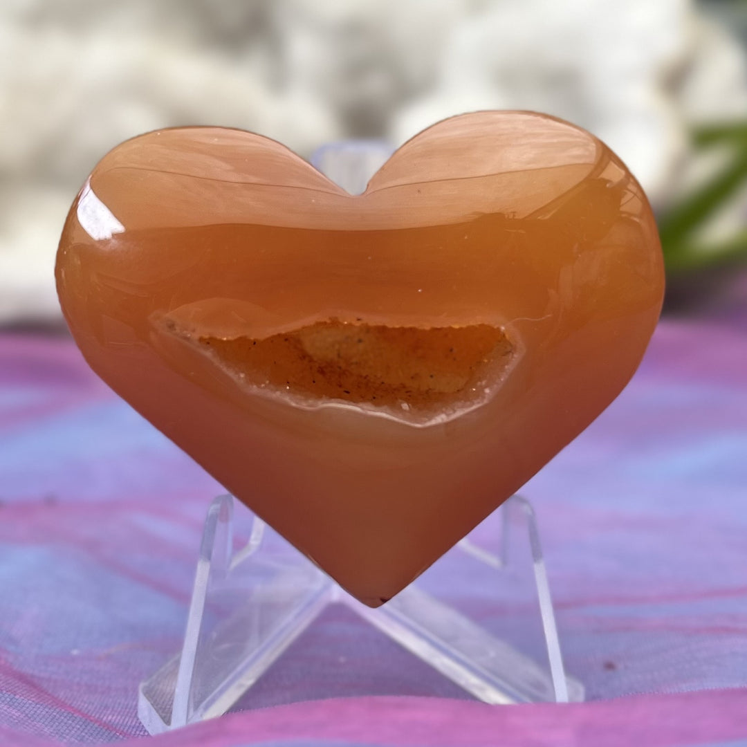Heart Carnelian Druzy on Stand 4.5 cm