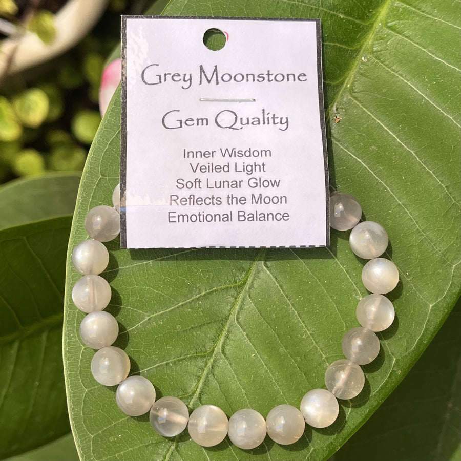 Bracelet Grey Moonstone Gem Quality 8mm Beads | Carpe Diem With Remi