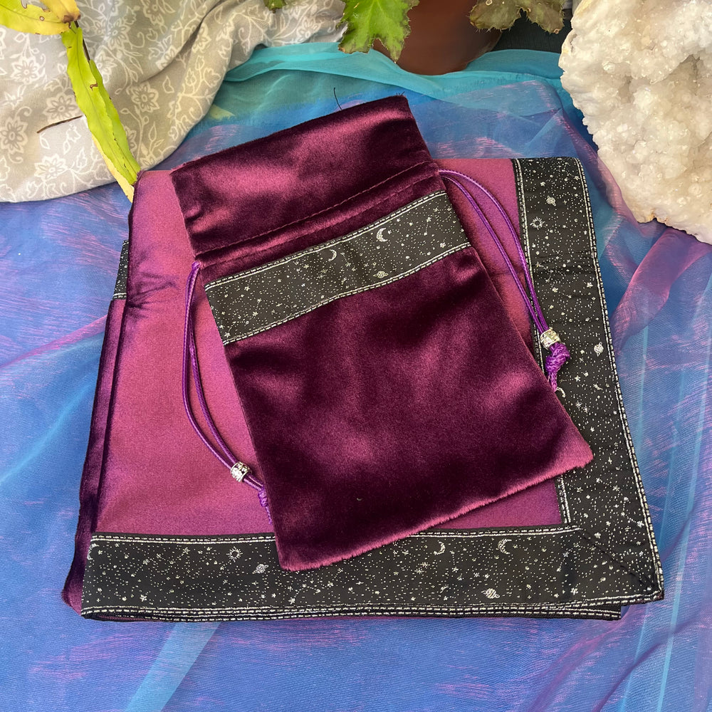 Tarot Cloth and Velvet Pouch Set Quality | Carpe Diem With Remi