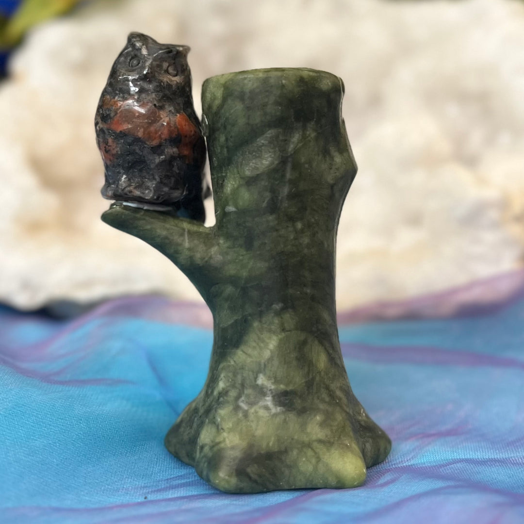 Crystal Owl on Serpentine Tree | Carpe Diem with Remi