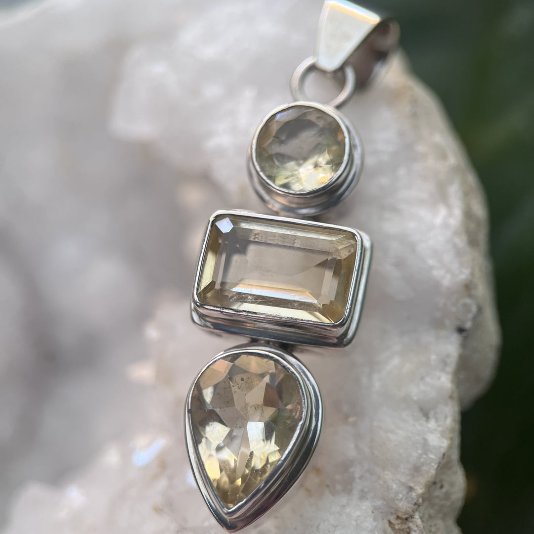 Pendant Natural Citrine Drops 4.8 cm