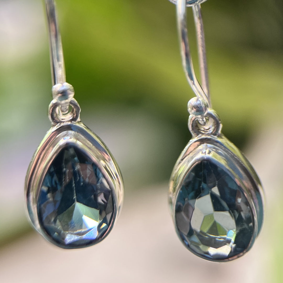Earrings Blue Topaz Teardrop 2.6 cm