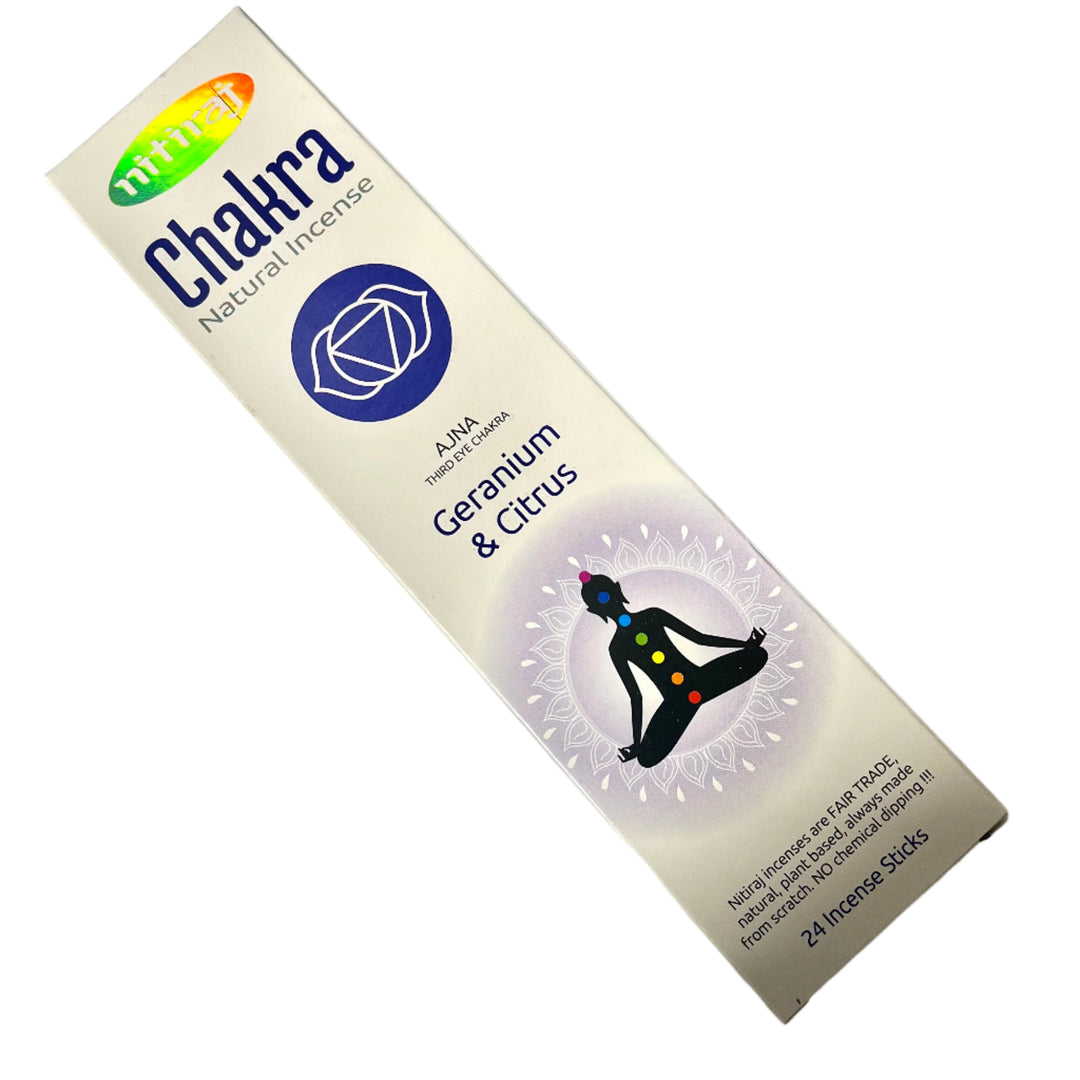 Nitiraj Third Eye Chakra Geranium and Citrus Incense 25g
