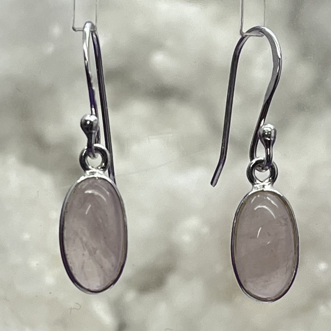 Earrings Rose Quartz Oval Facet 2.8 cm