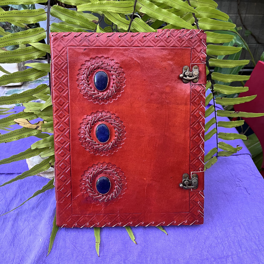 Journal Leather 3 Stone Handmade Paper Double Latch 33 cm