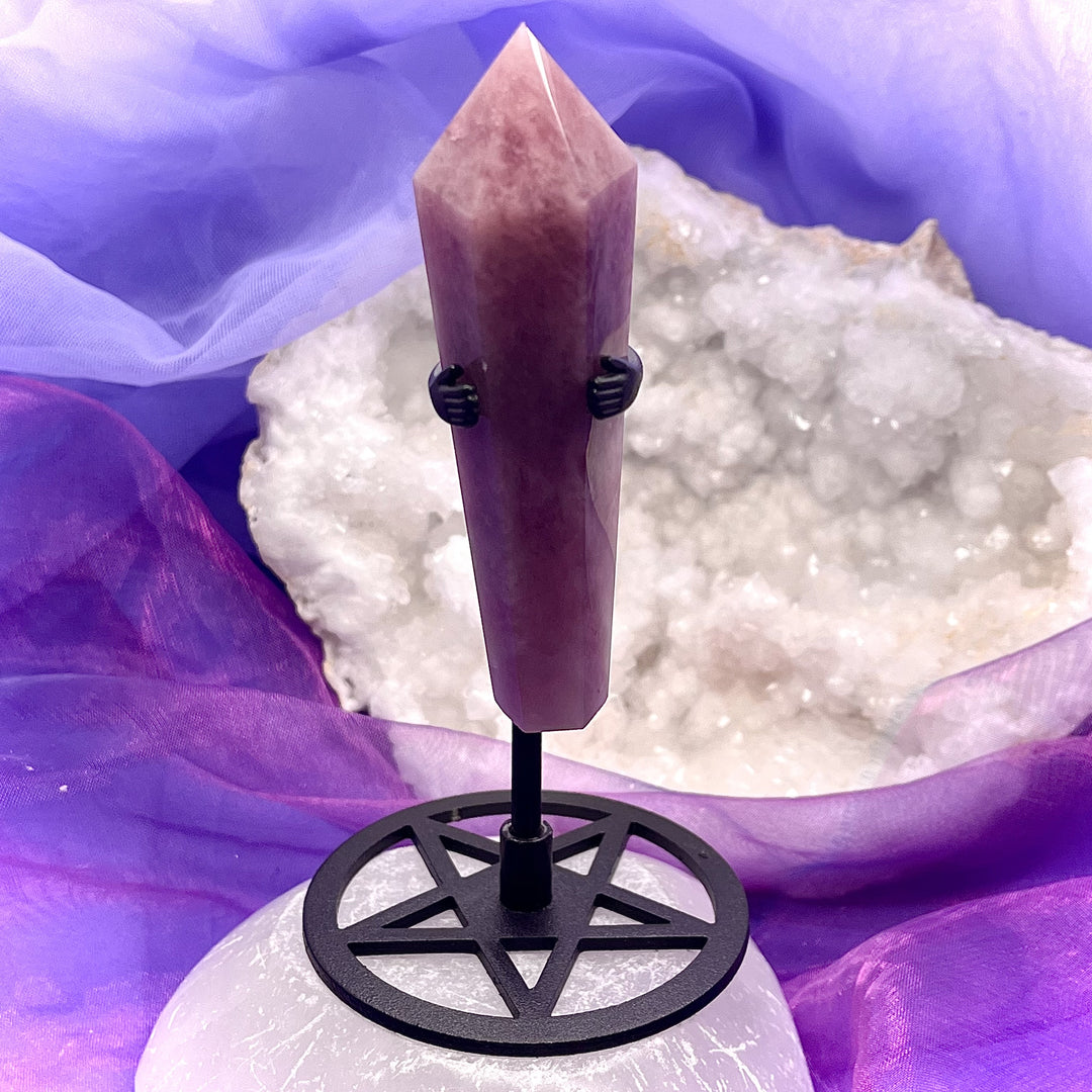 Wand on Stand Purple Rose Quartz Rare 9.1 cm