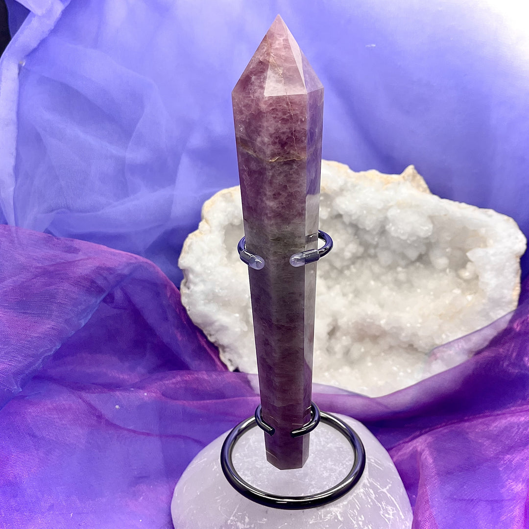 Wand on Stand Purple Rose Quartz Rare 16.5 cm