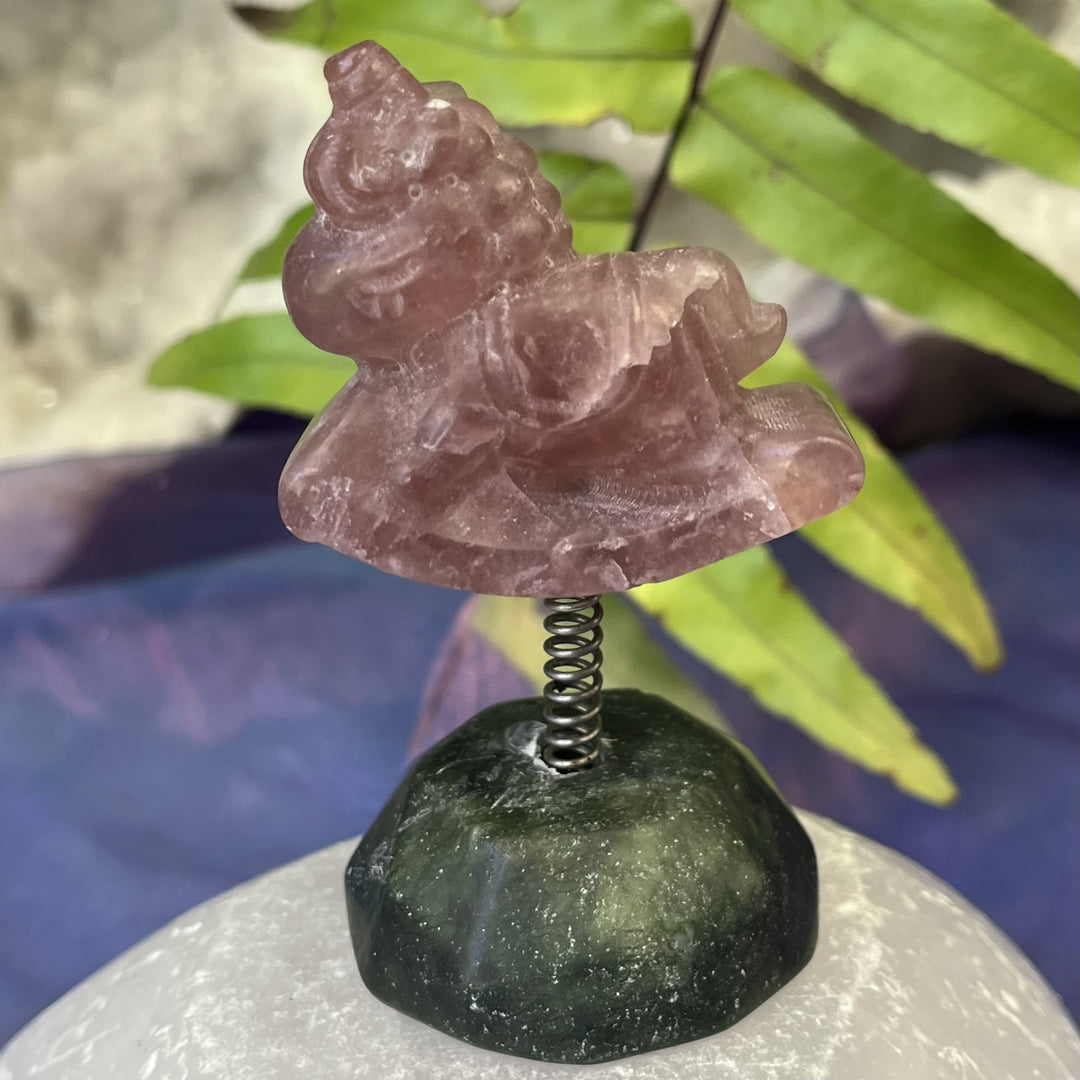 Carousel Strawberry Quartz on Jade Stand