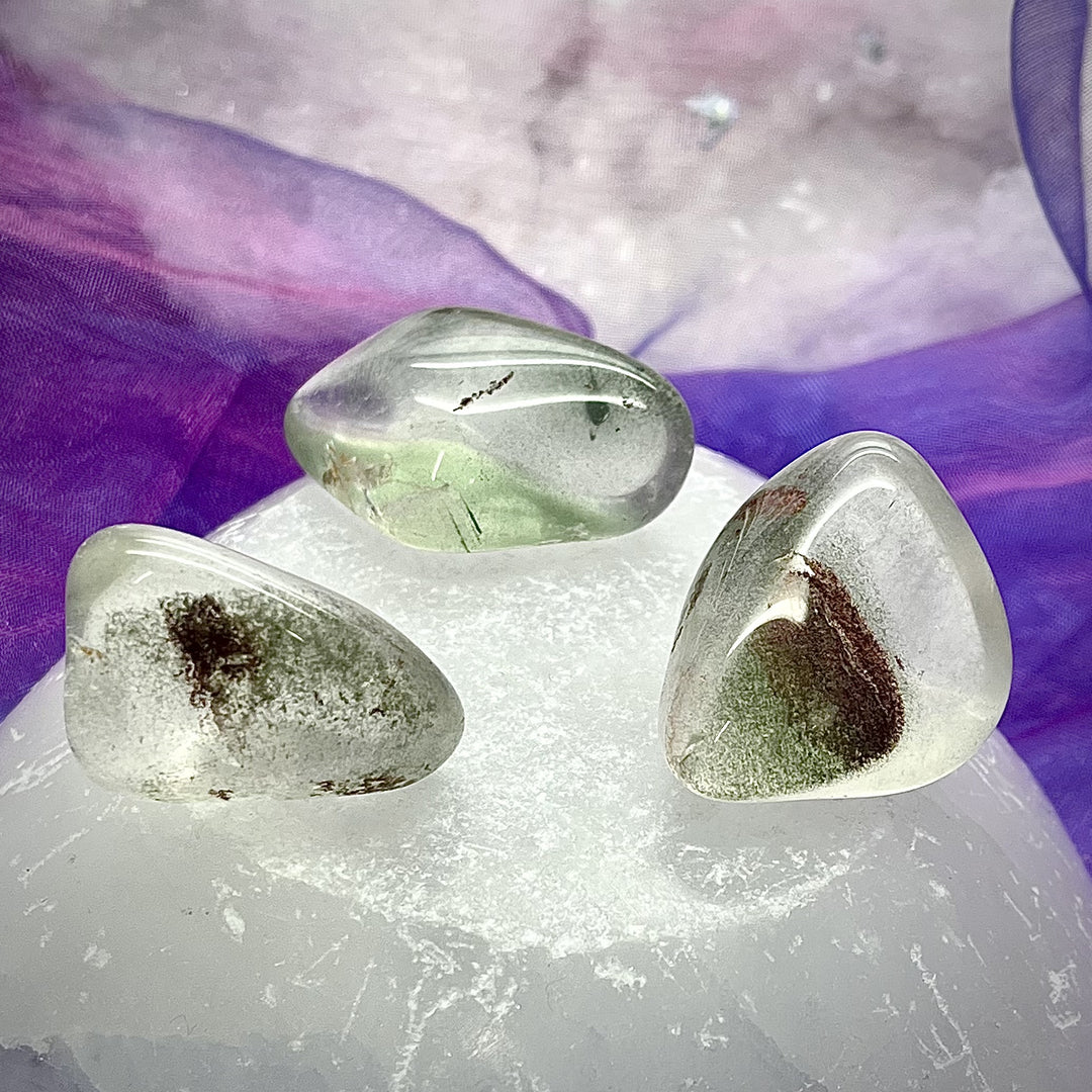 Green Chlorite in Quartz Tumble