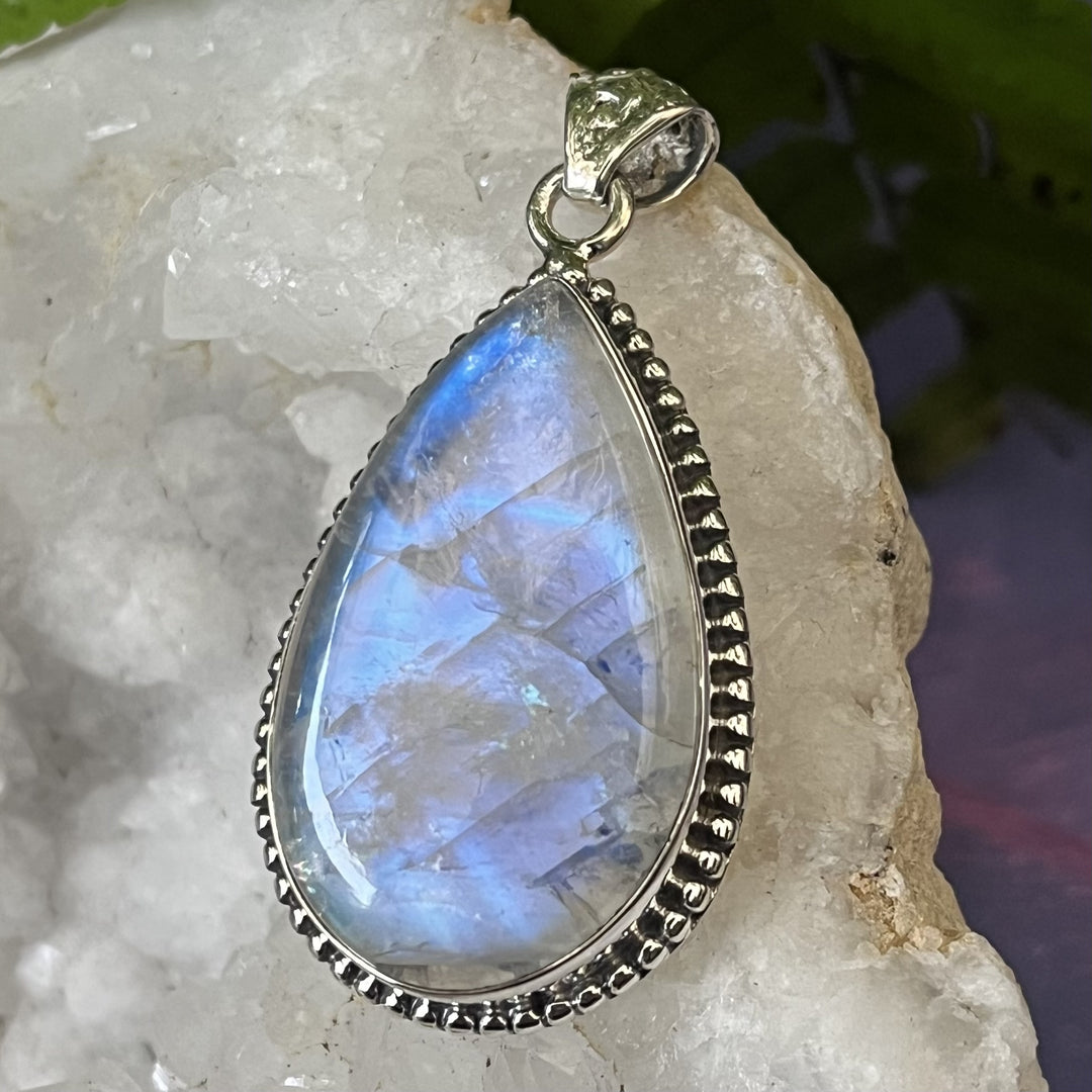 Pendant Rainbow Moonstone Teardrop 5.0 cm