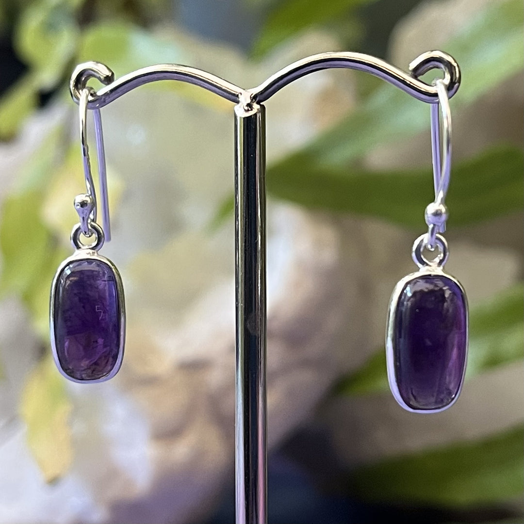 Earrings Amethyst Rectangle 2.80 cm