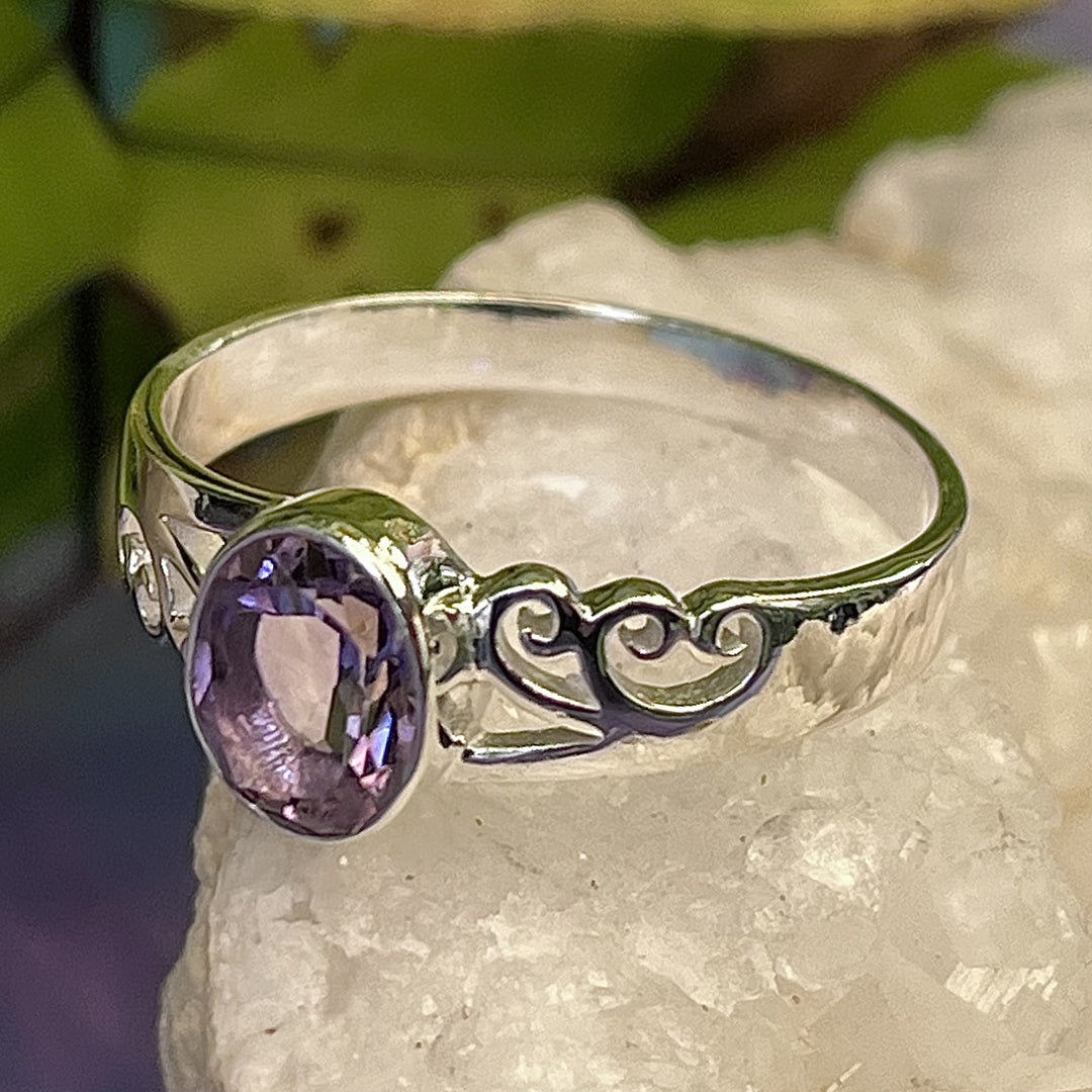 Ring Amethyst Oval Filigree 0.8 cm