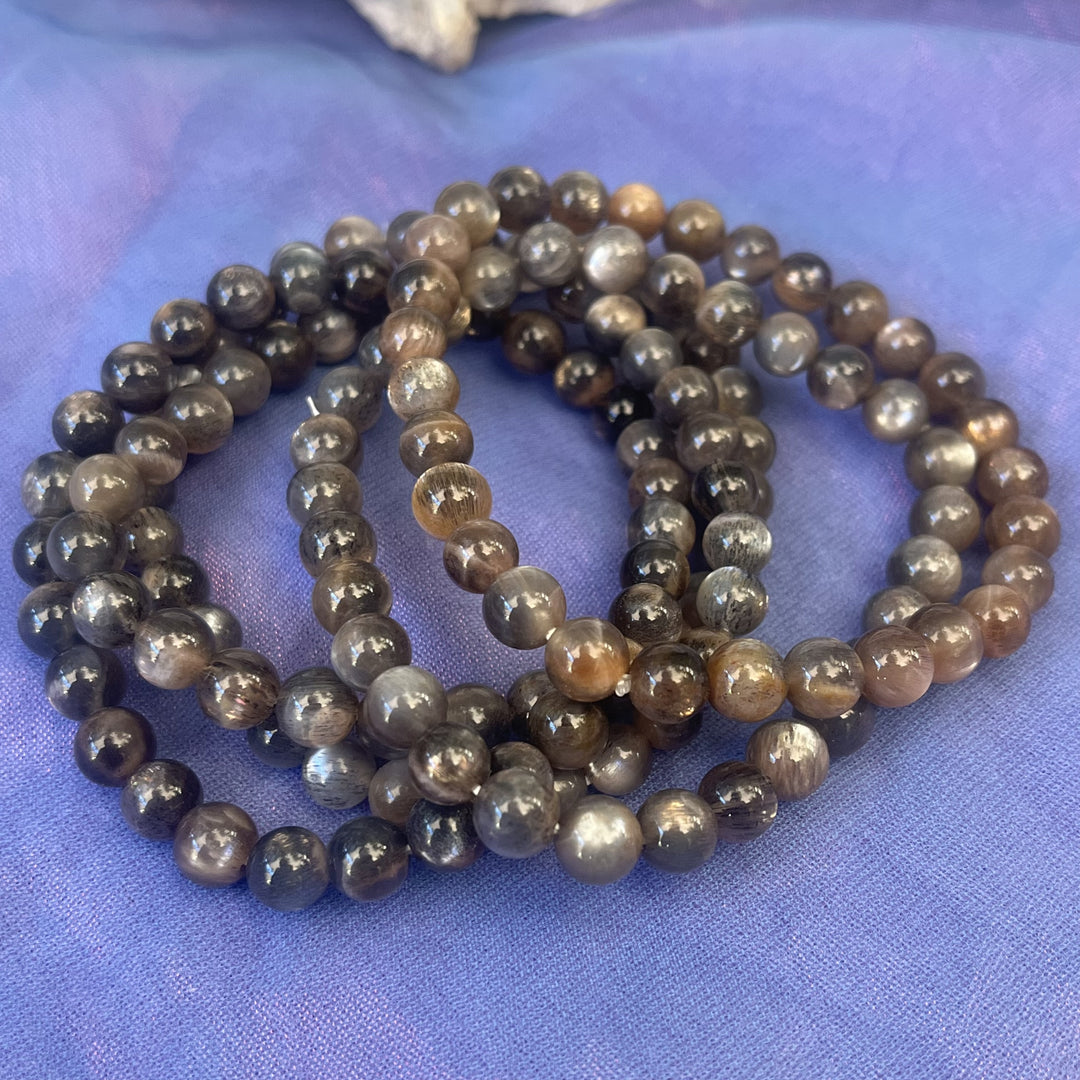 Bracelet Black Moonstone 6 mm Beads