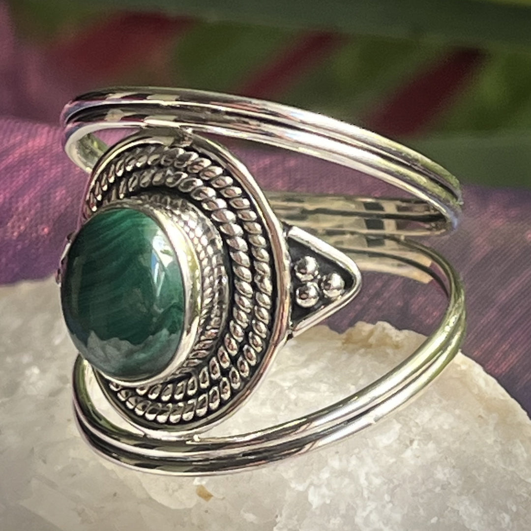 Ring Malachite Oval Dots 0.9 cm