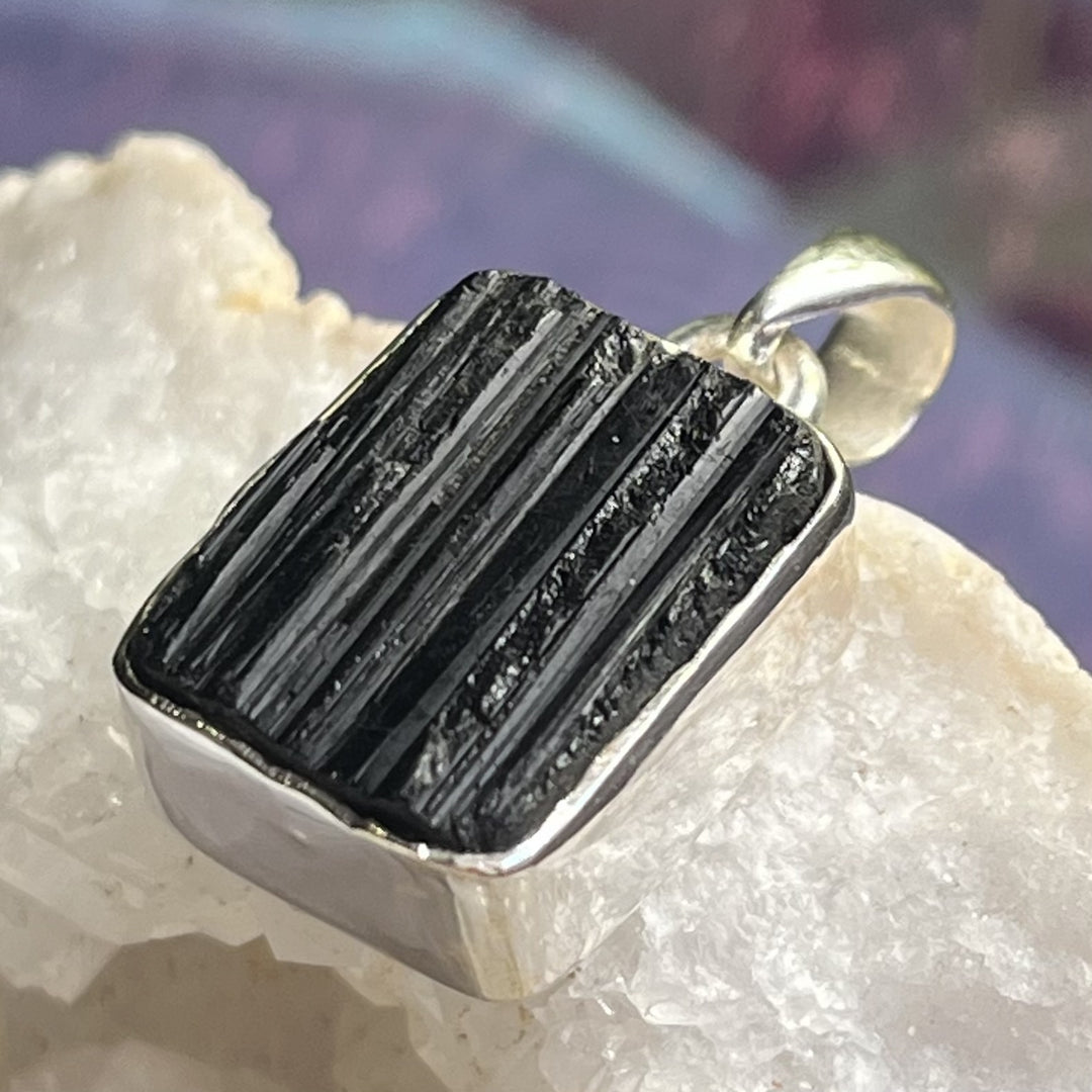 Pendant Black Tourmaline Rectangle 2.8 cm
