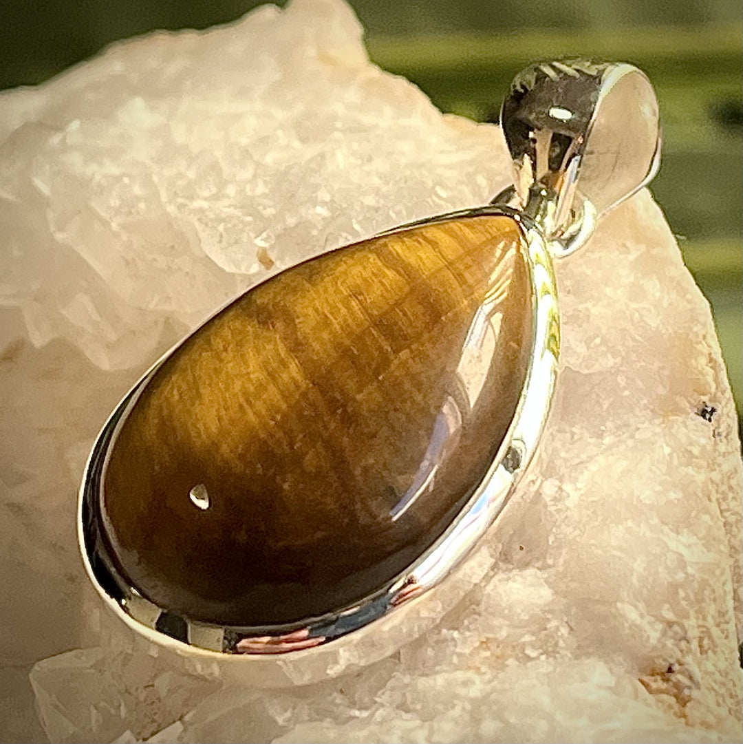 Pendant Tiger Eye Gold Teardrop 3.8 cm