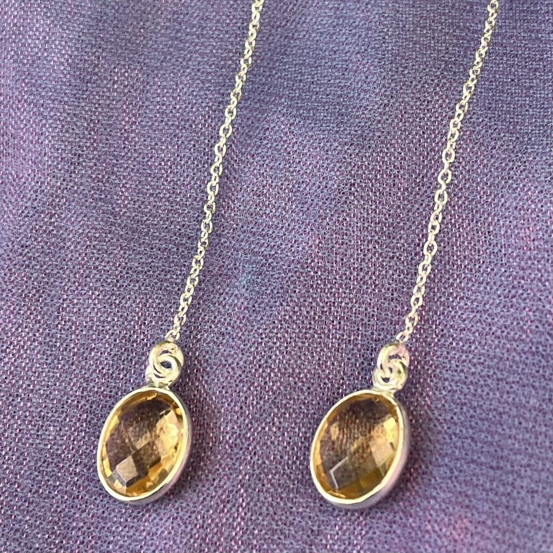 Earrings Citrine Oval Faceted 7.8 cm
