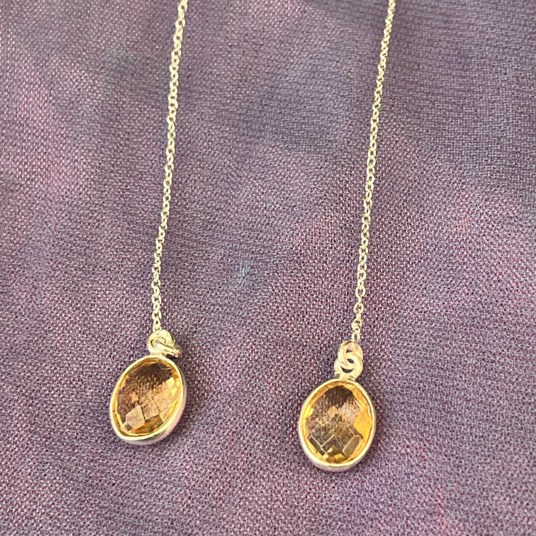 Earrings Citrine Faceted Hanging 7.7 cm
