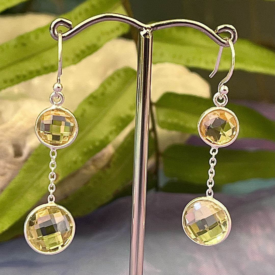 Earrings Citrine Round Faceted  4.7 cm