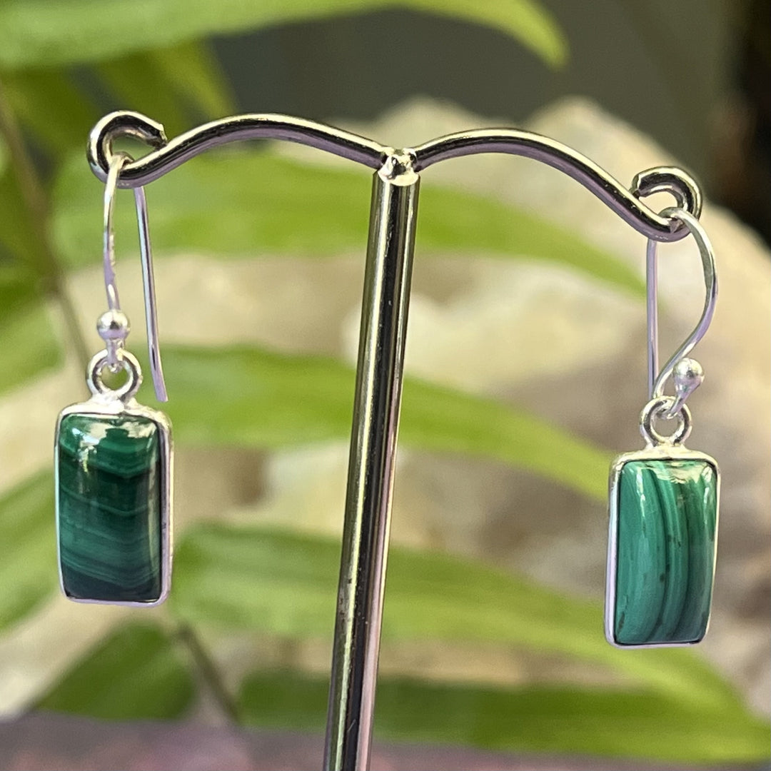 Earrings Malachite Rectangle 2.80 cm