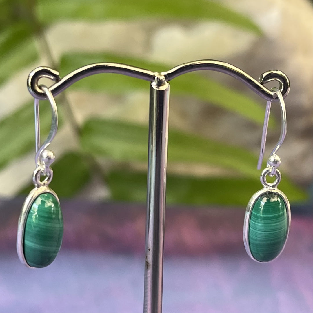 Earrings Malachite Oval 2.7 cm