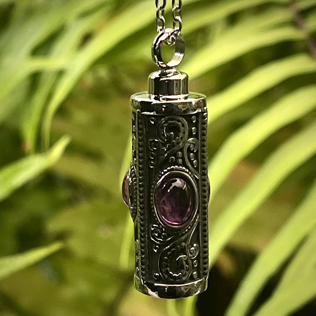 Necklace Vial Purple Stone